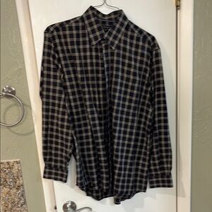 Cutter & Buck Men's Black and White Checkered Shirt